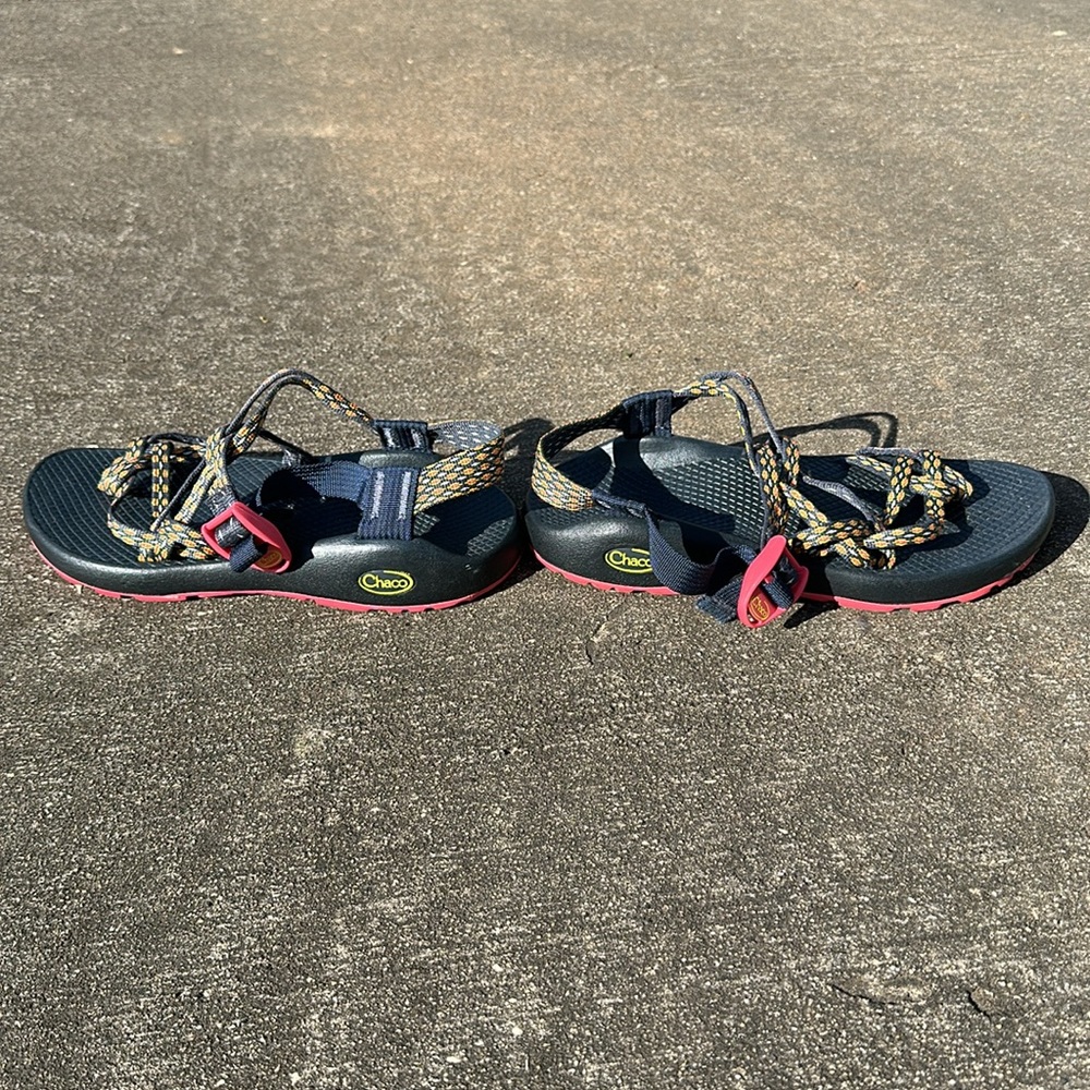 Chaco ZX/2 Hiking Sandals Strappy Waterproof Lightweight ~ Navy Blue/Orange/Pink - Picture 8 of 10
